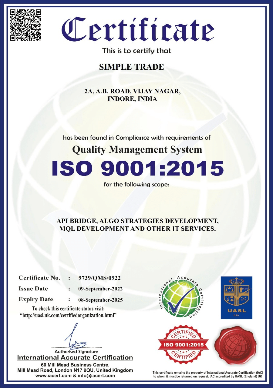 ISO Certificate,Algo Software,Trading